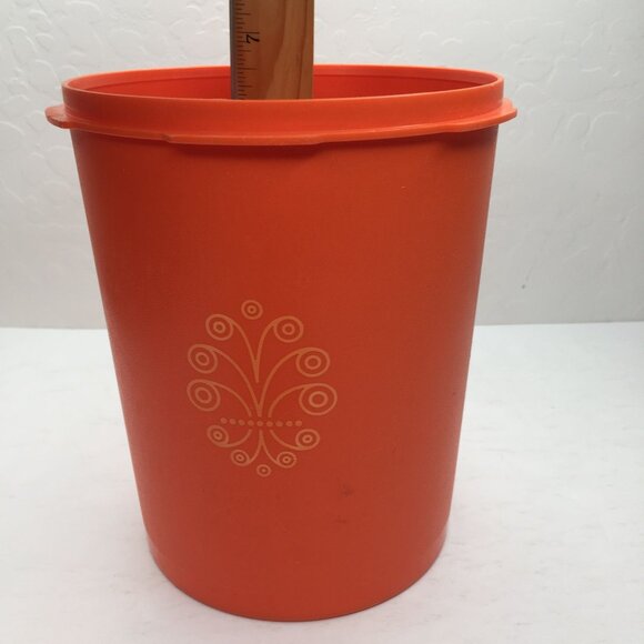 Vintage Servalier Tupperware Orange Storage Container 809-14 Sunburst Lid 810-26 - Picture 13 of 15